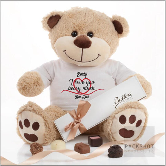 Personalised Teddy with Chocolates - I Love You Beary Much