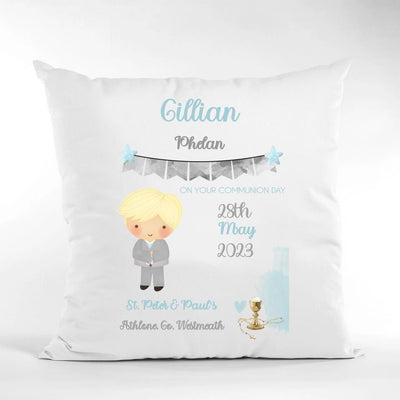 Personalised First Holy Communion Gift - Cushion for Boys - Style 2