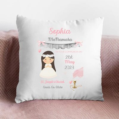 Personalised First Holy Communion Gift - Cushion for Girls - Style 2