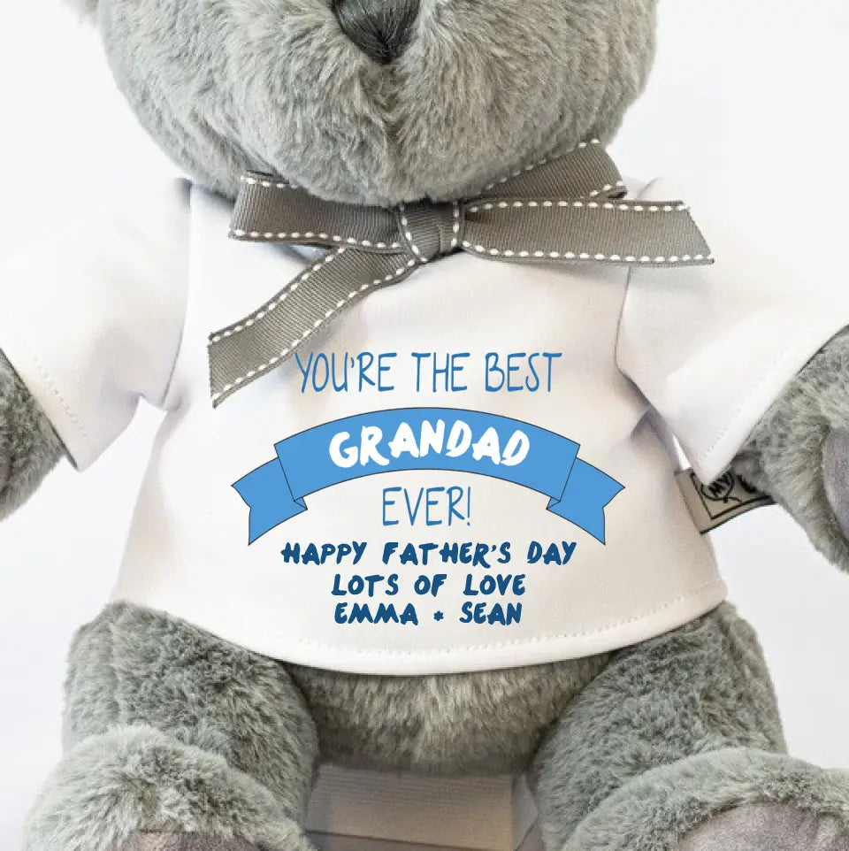 Personalised Grey Teddy Bear - Happy Father's Day