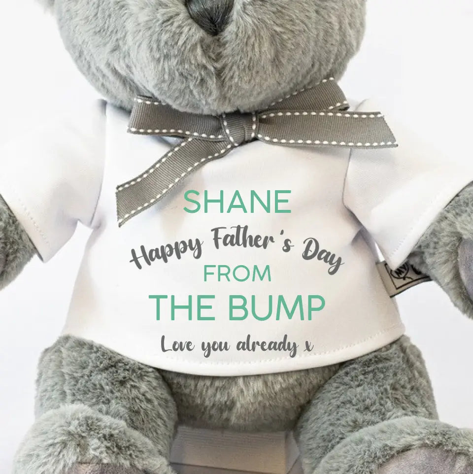 Personalised Grey Teddy Bear - Happy Father's Day from the BUMP!