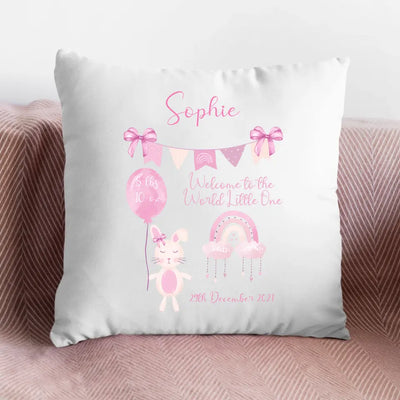 Personalised Cushion for Baby Girl - Bunny