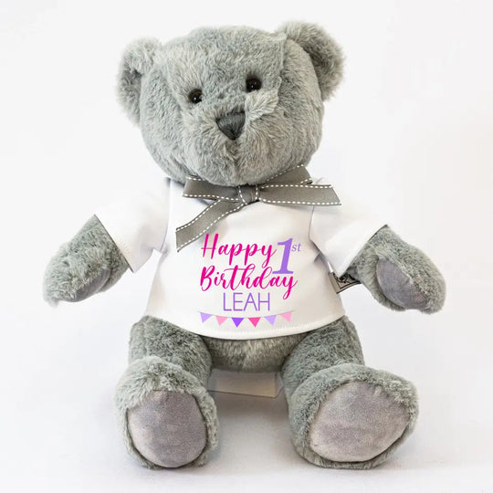 Personalised Teddy Bear - First Birthday Bear - Girl