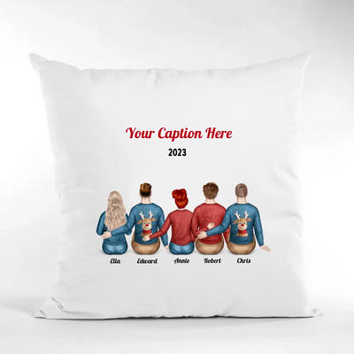 Personalised Christmas Family Cushion - Siblings/ Friends 2 Female & 3 Male