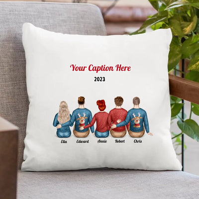 Personalised Christmas Family Cushion - Siblings/ Friends 2 Female & 3 Male