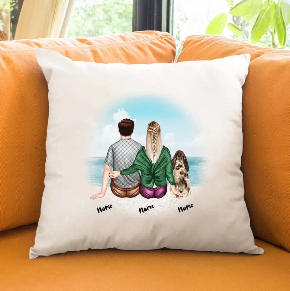 Personalised Cushion - Couple and Dog