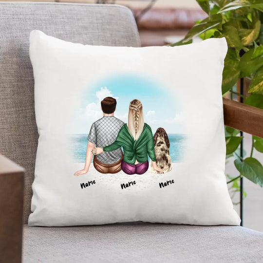 Personalised Cushion - Couple and Dog