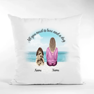 Personalised Cushion - Dog and Girl