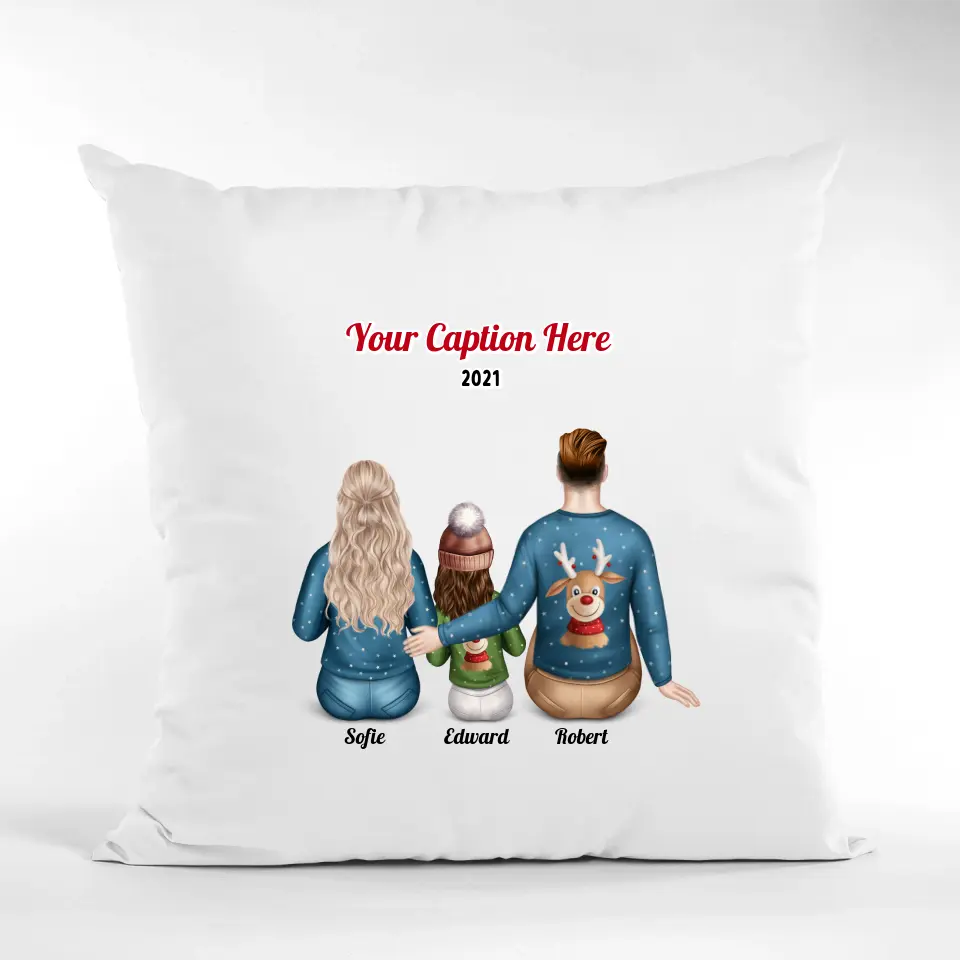 Personalised Christmas Family Cushion - Choose Your Family Size