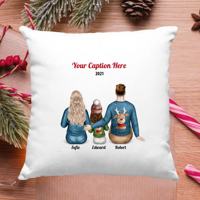 Personalised Christmas Family Cushion - Choose Your Family Size