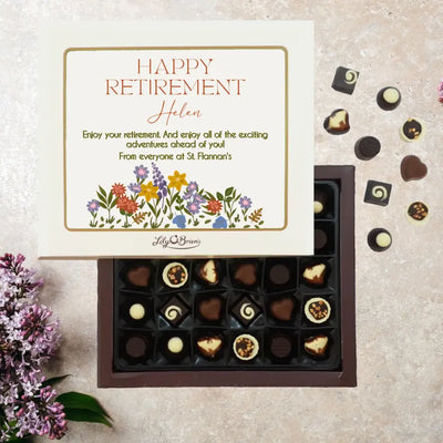 Personalised Box of Lily O'Brien's Chocolates for Retirement - Floral Design