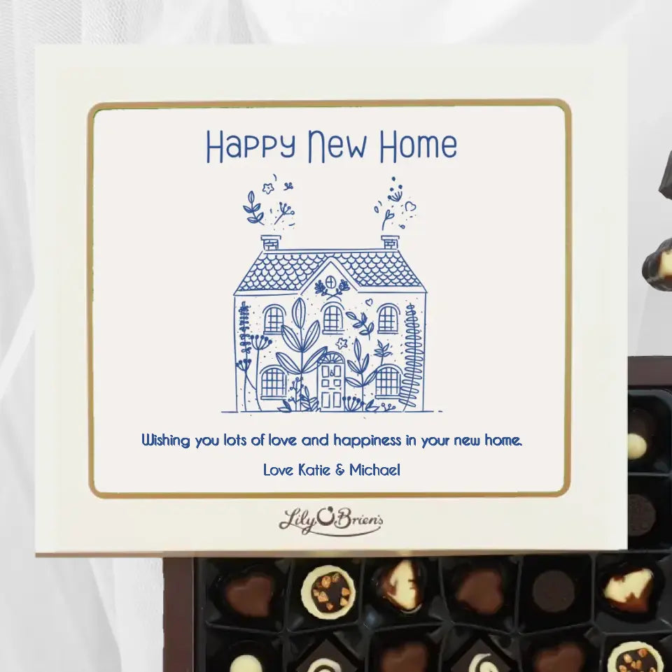 Personalised Box of Lily O'Brien's Chocolates for a New Home - Chinoiserie Chic