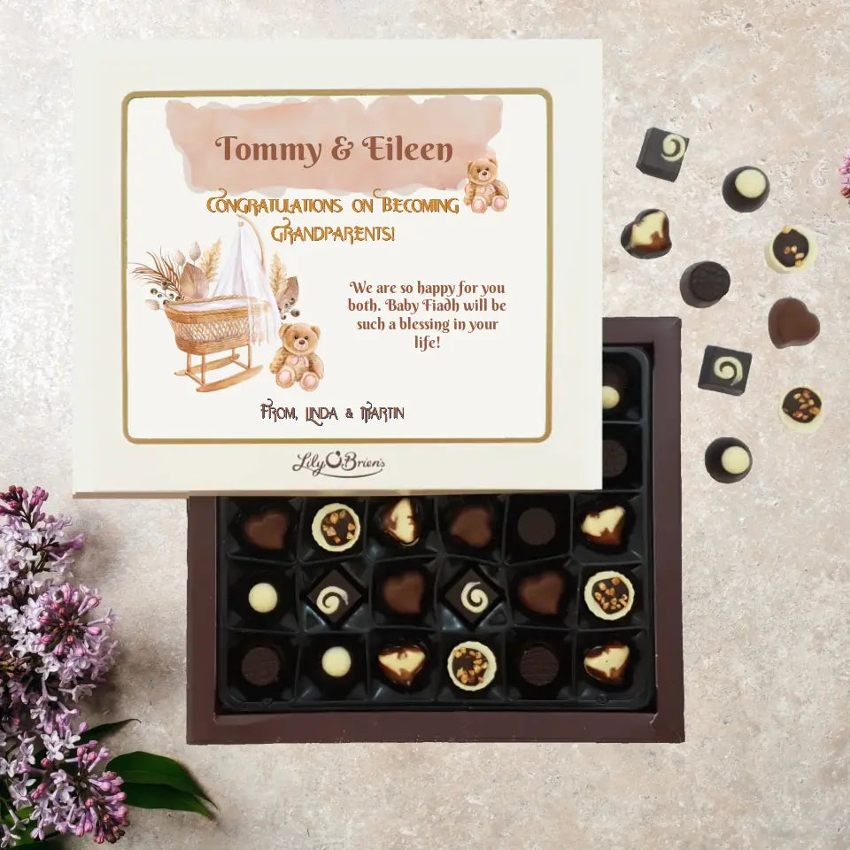 Personalised Box of Lily O'Brien's Chocolates for New Grandparents - Teddy
