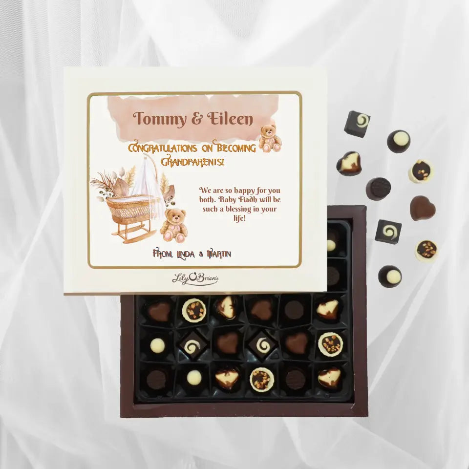Personalised Box of Lily O'Brien's Chocolates for New Grandparents - Teddy