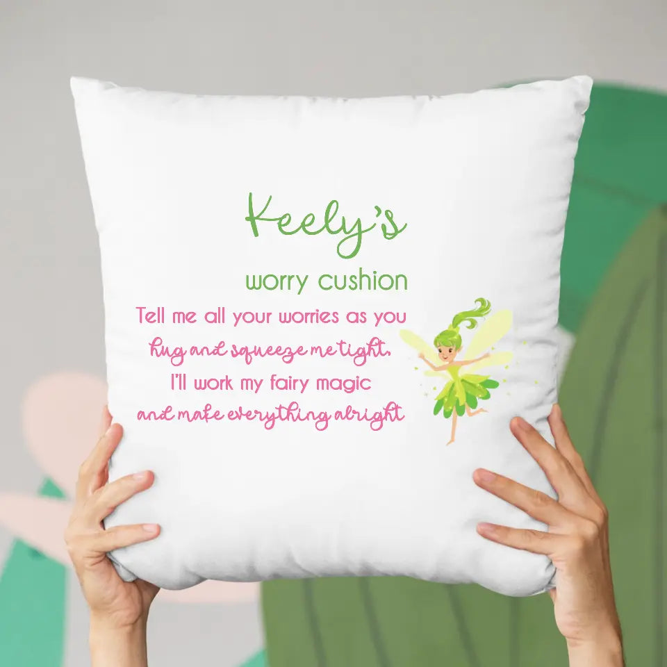 Personalised Worry Cushion for Girls - Worry Fairy