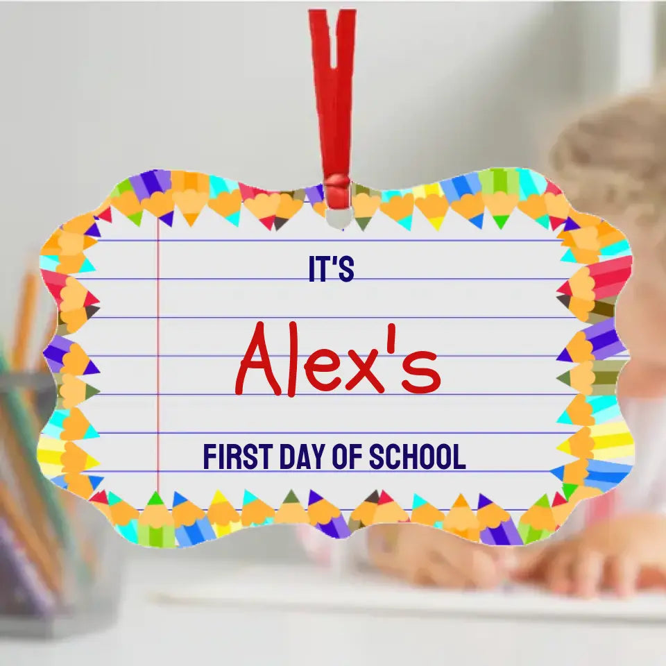 Personalised First Day of School Ornament - Pencils