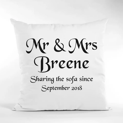 Personalised Cushion for Couples - Sharing the Sofa