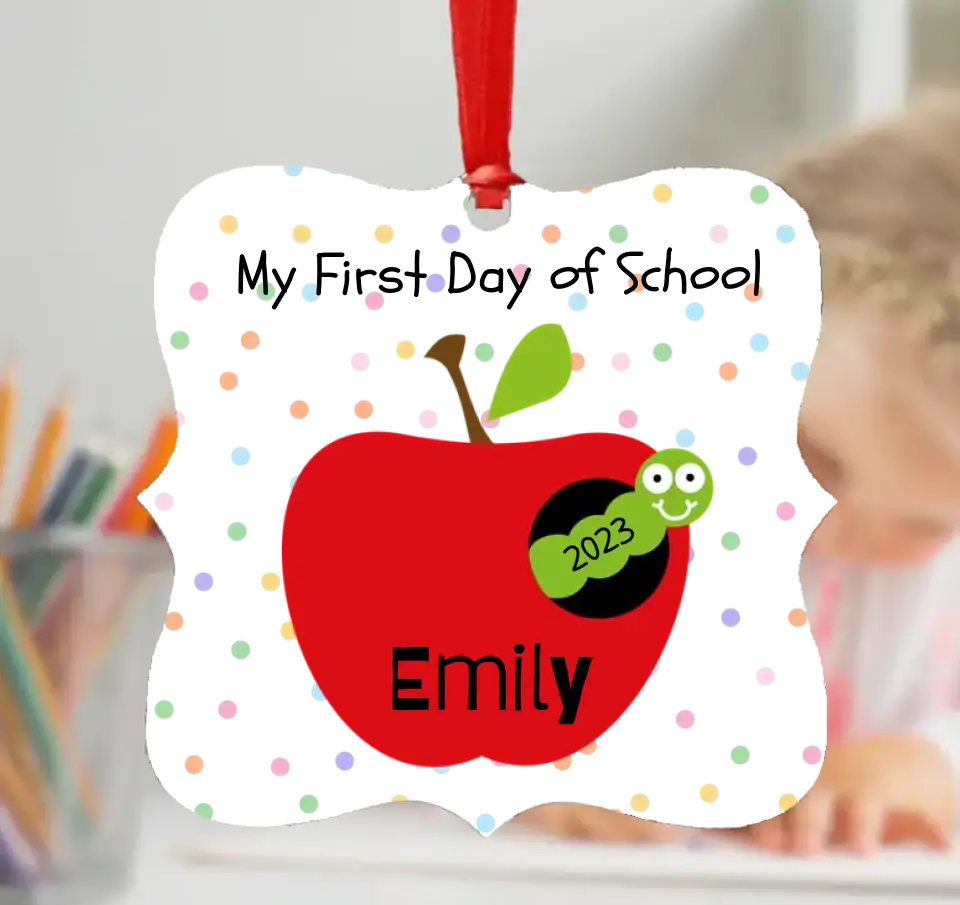 Personalised My First Day of School Ornament - Apple