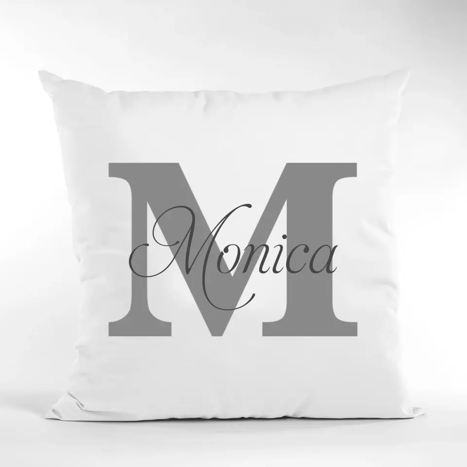 Personalised Cushion - The Perfect Gift - Grey Initial & Name