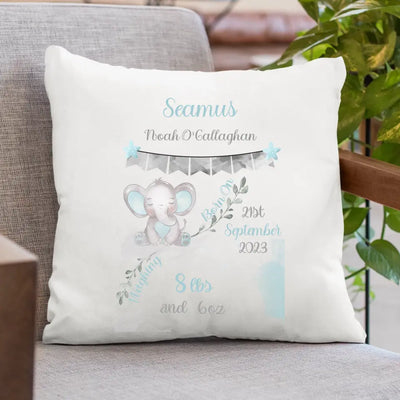 Personalised Cushion for Baby Boy - Elephant