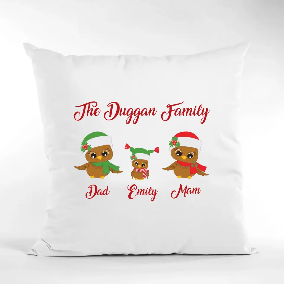 Personalised Christmas Cushion - Owl Family