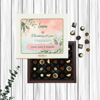 Personalised Box of Lily O'Brien's Chocolates - Thinking of You Pink