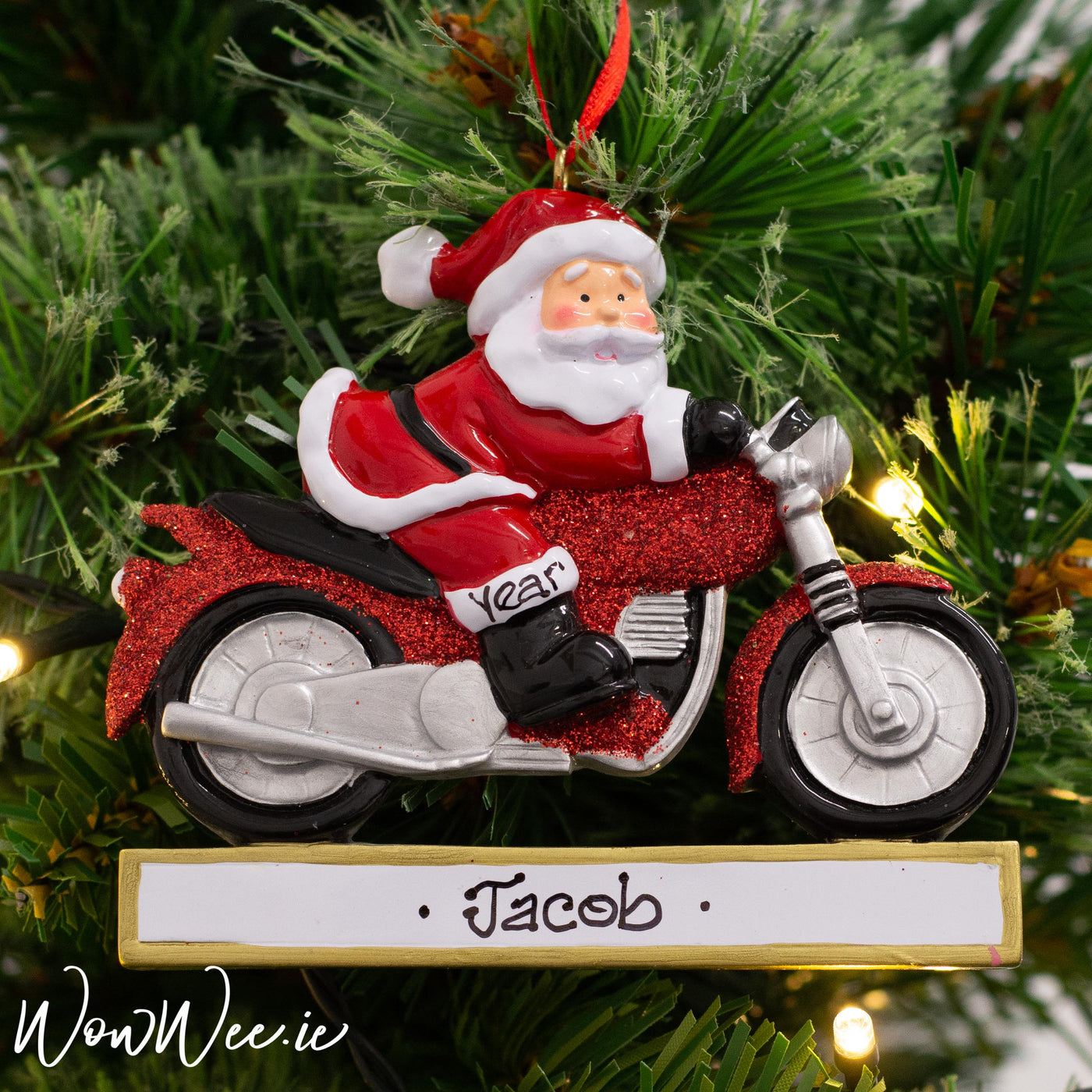 Personalised Christmas Ornament - Santa on Motorbike - WowWee.ie Personalised Gifts