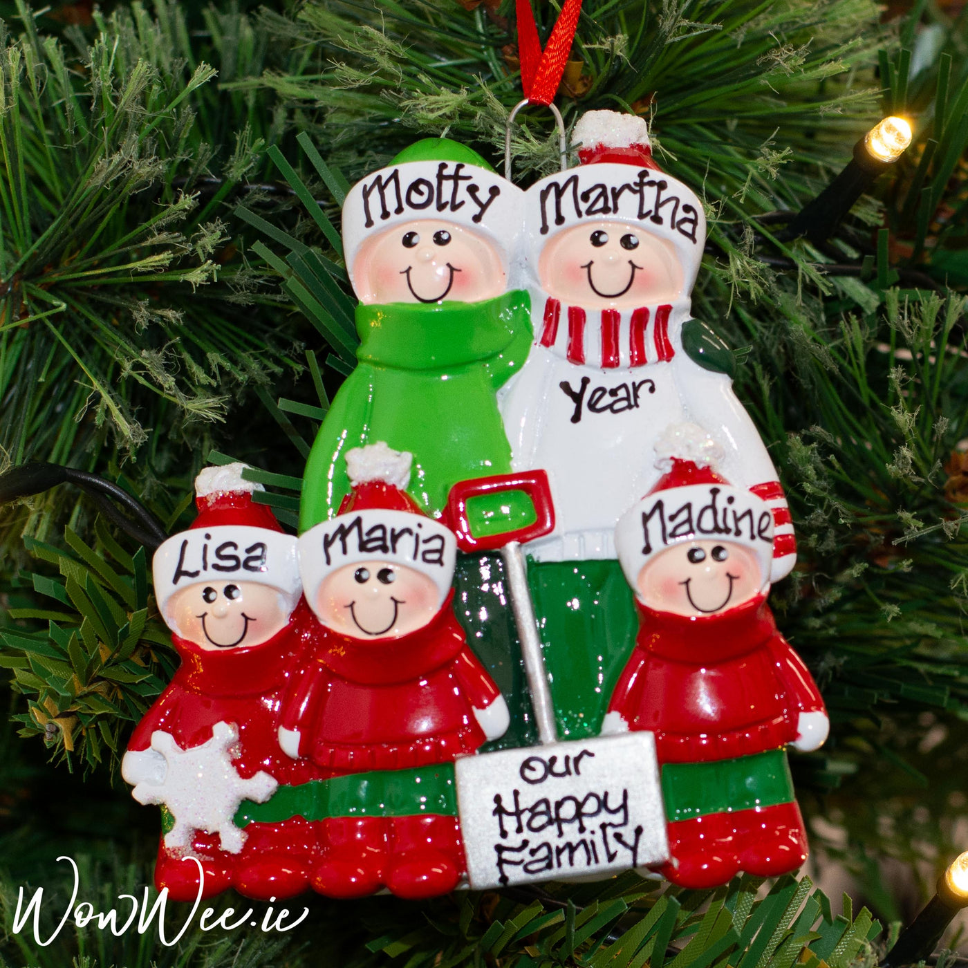 Personalised Christmas Decorations - Snow Shovel Family 5 - WowWee.ie Personalised Gifts
