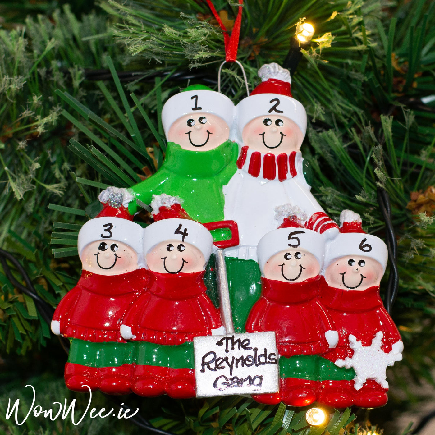 Personalised Christmas Ornaments - Snow Shovel Family 6 - WowWee.ie Personalised Gifts