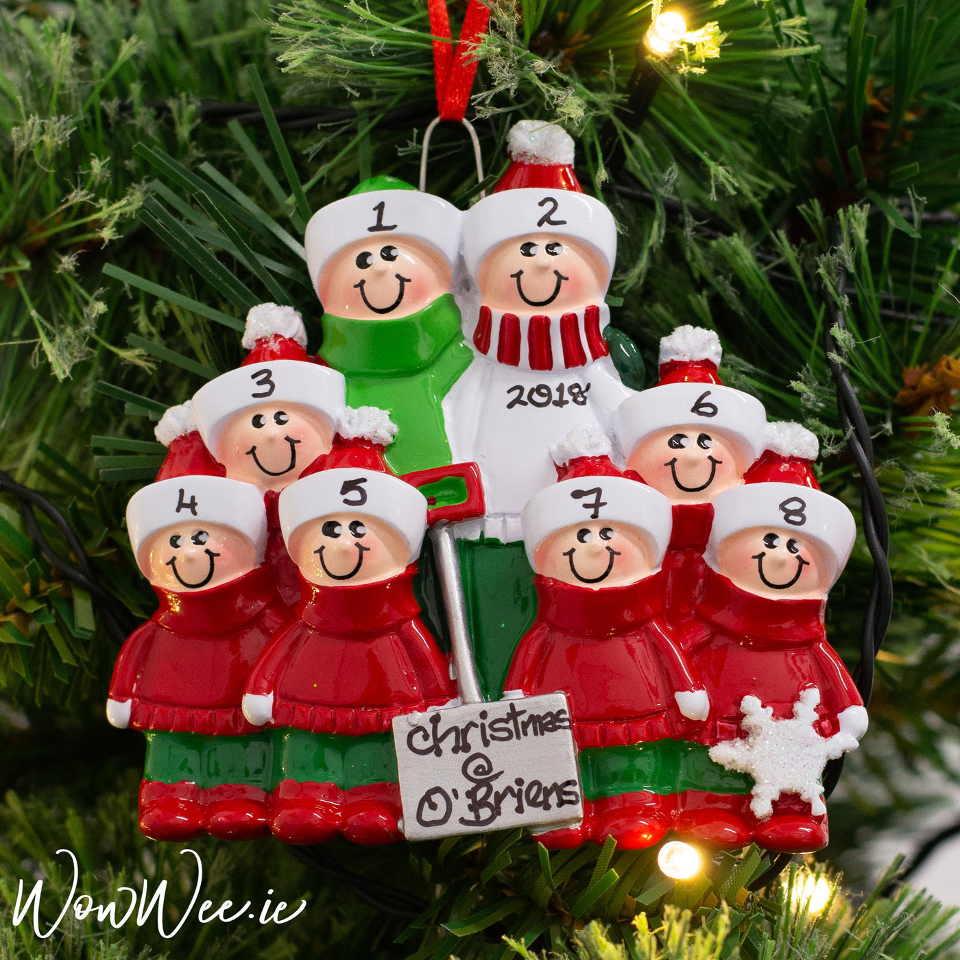 Personalised Christmas Ornaments - Snow Shovel Family 8 - WowWee.ie Personalised Gifts