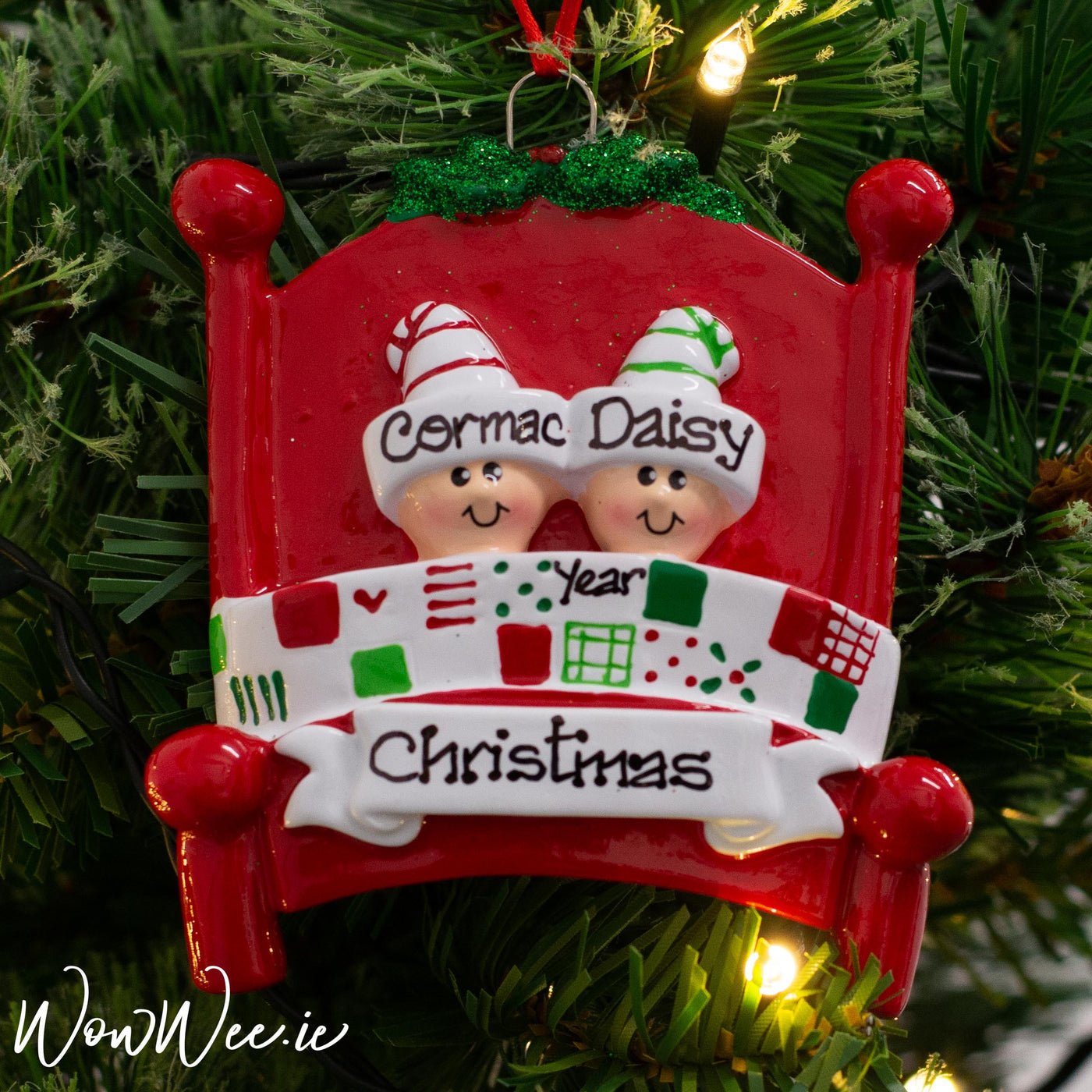 Personalised Christmas Ornaments Ireland | Personalised Christmas Ornament for Couples | Personalised Christmas Ornaments for 2 People | Personalised Christmas Tree Decorations For Couples | WowWee.ie