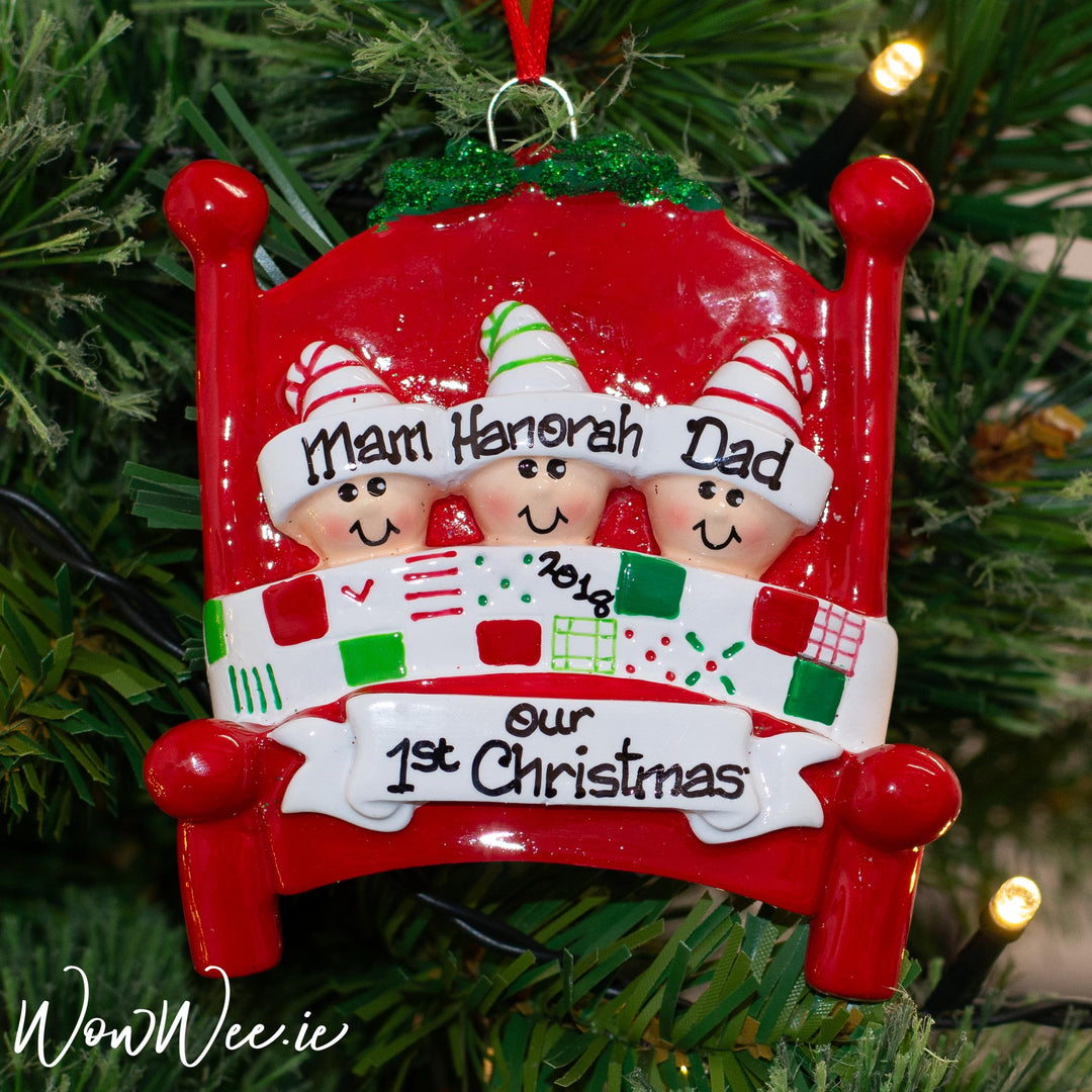 Personalised Christmas Ornaments - 3 in a Bed | Personalised Christmas Decorations | Personalised Ornaments Ireland | Personalised Christmas Tree Decorations Ireland | WowWee.ie