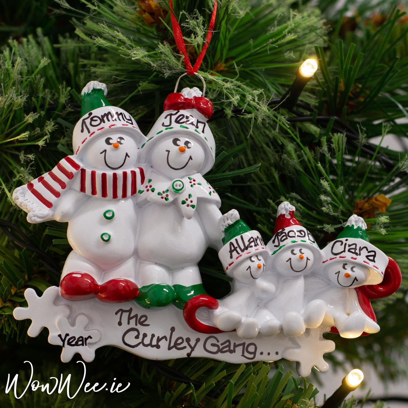 Personalised Christmas Decorations - Snowman Sled 5 - WowWee.ie Personalised Gifts