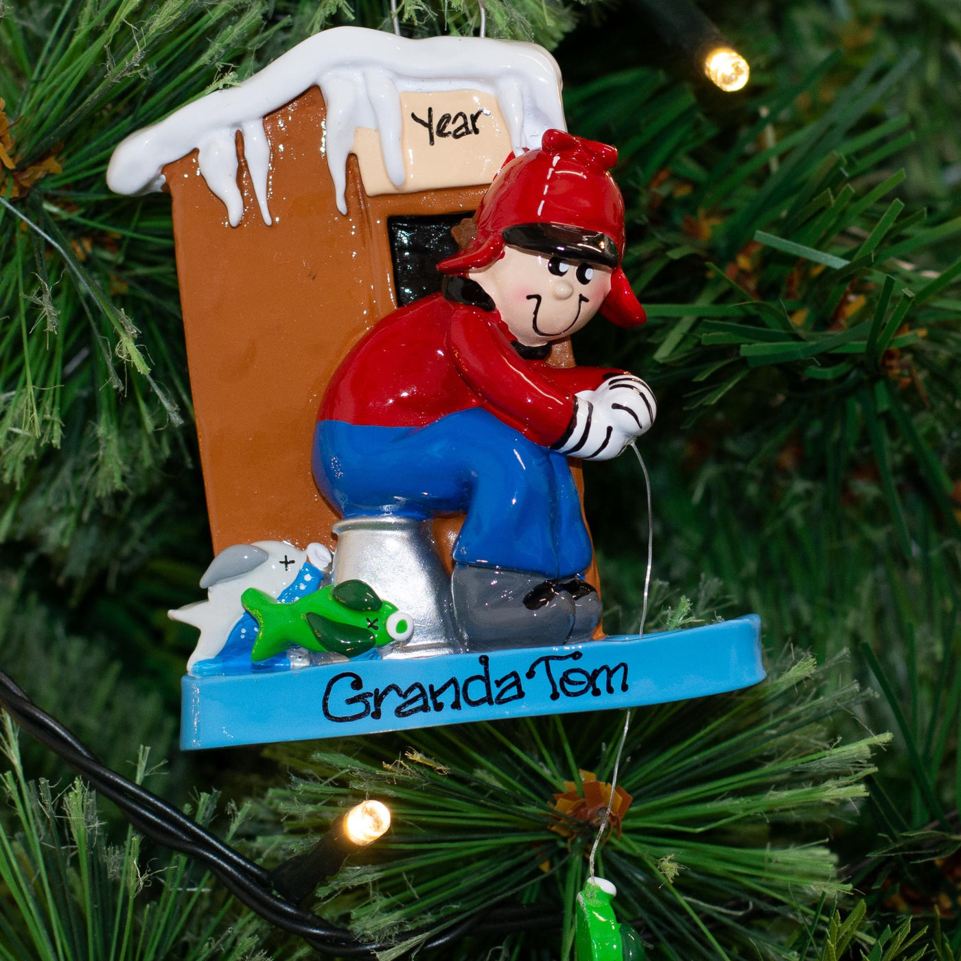 Personalised Christmas Ornament - Ice Fishing - WowWee.ie Personalised Gifts