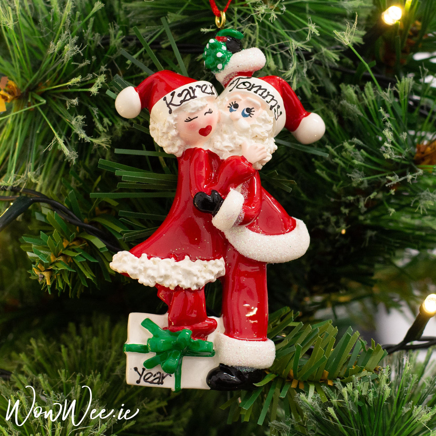 Personalised Christmas Ornament - Mistletoe Couple | Personalised Christmas Tree Decorations For Couples | Personalised Christemas Decorations | Personalised Christmas Ornaments | WowWee.ie |