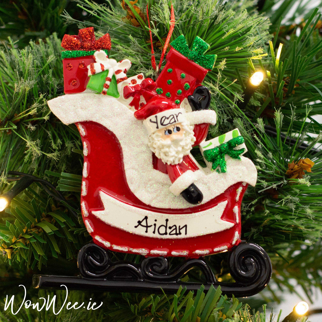  Every child loves Santa and this ornament is the perfect ornament for any child who is getting excited about Santa coming on his sleigh with all the presents