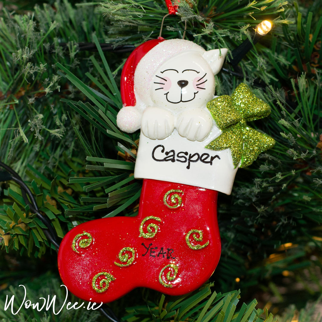 Personalised Christmas Ornament - Cat in Stocking - WowWee.ie Personalised Gifts