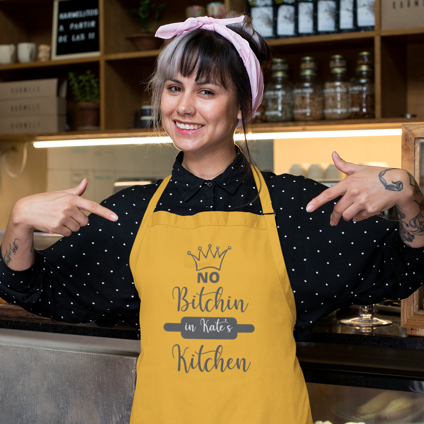 Personalised Apron with Pocket - No Bitchin in this Kitchen - WowWee.ie Personalised Gifts