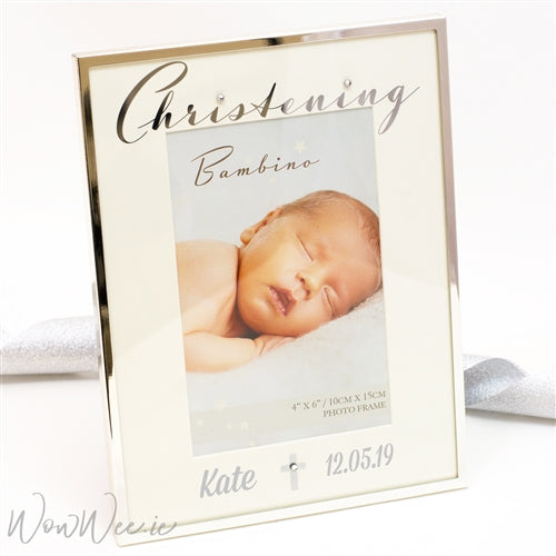 Personalised Christening Frame - Silver & Sparkling - WowWee.ie Personalised Gifts