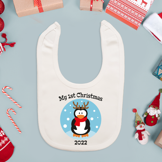 Baby's First Christmas Bib - Penguin