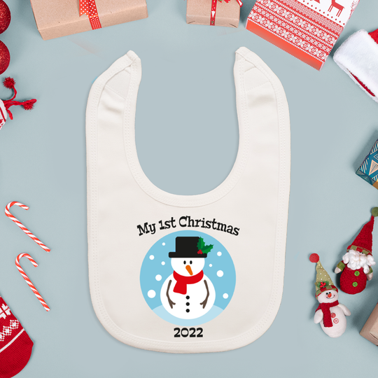 Baby's First Christmas Bib - Snowman