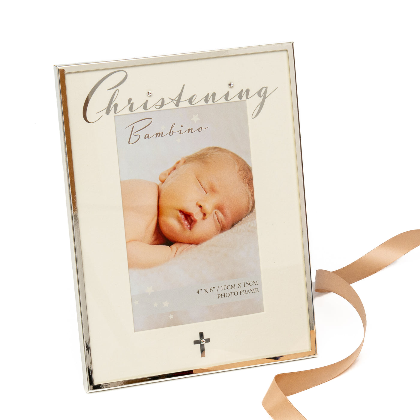 Personalised Christening Frame - Silver & Sparkling