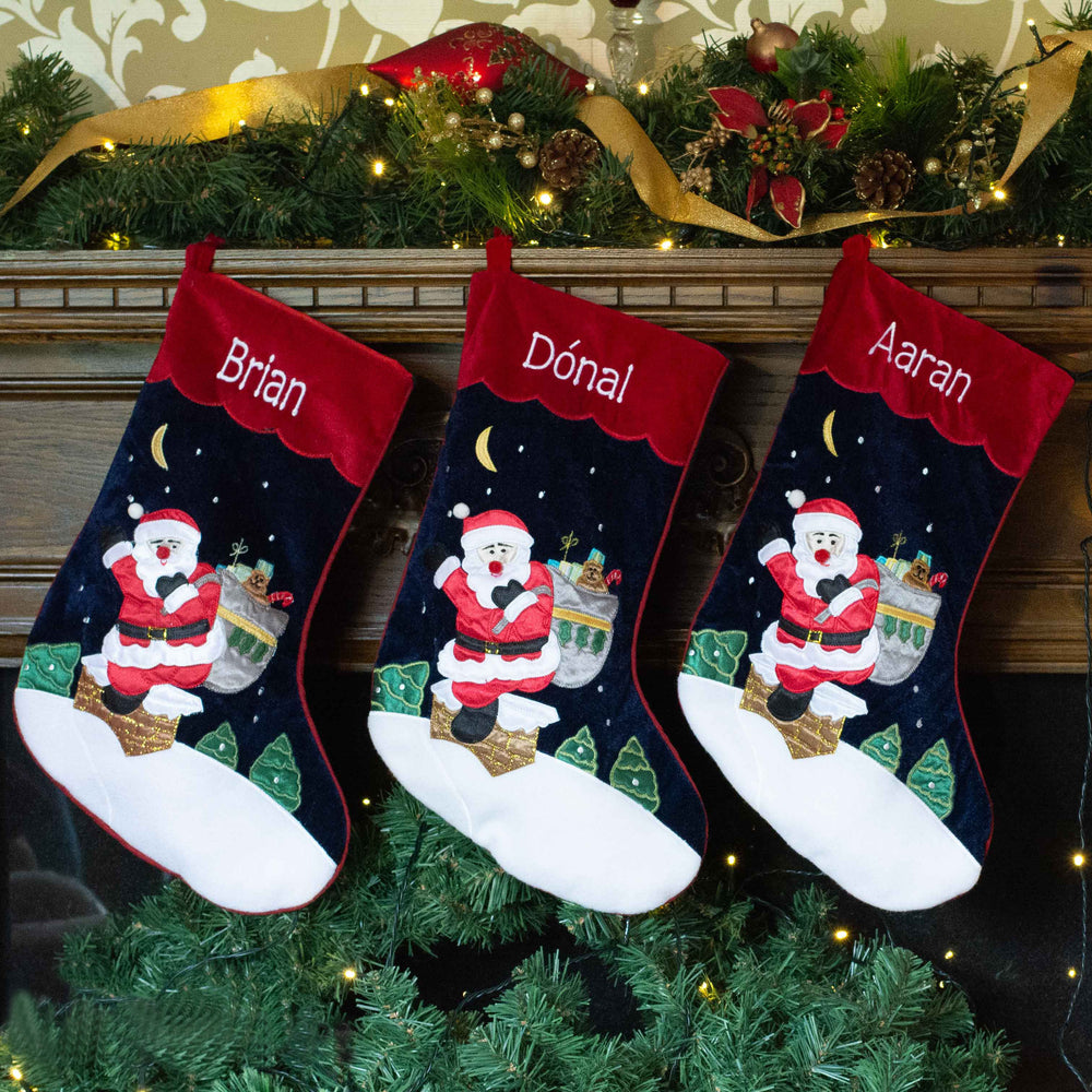 Personalised Christmas Stockings - Velvet Santa - More the Merrier