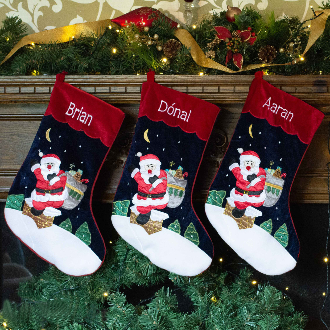 Personalised Christmas Stockings - Velvet Santa
