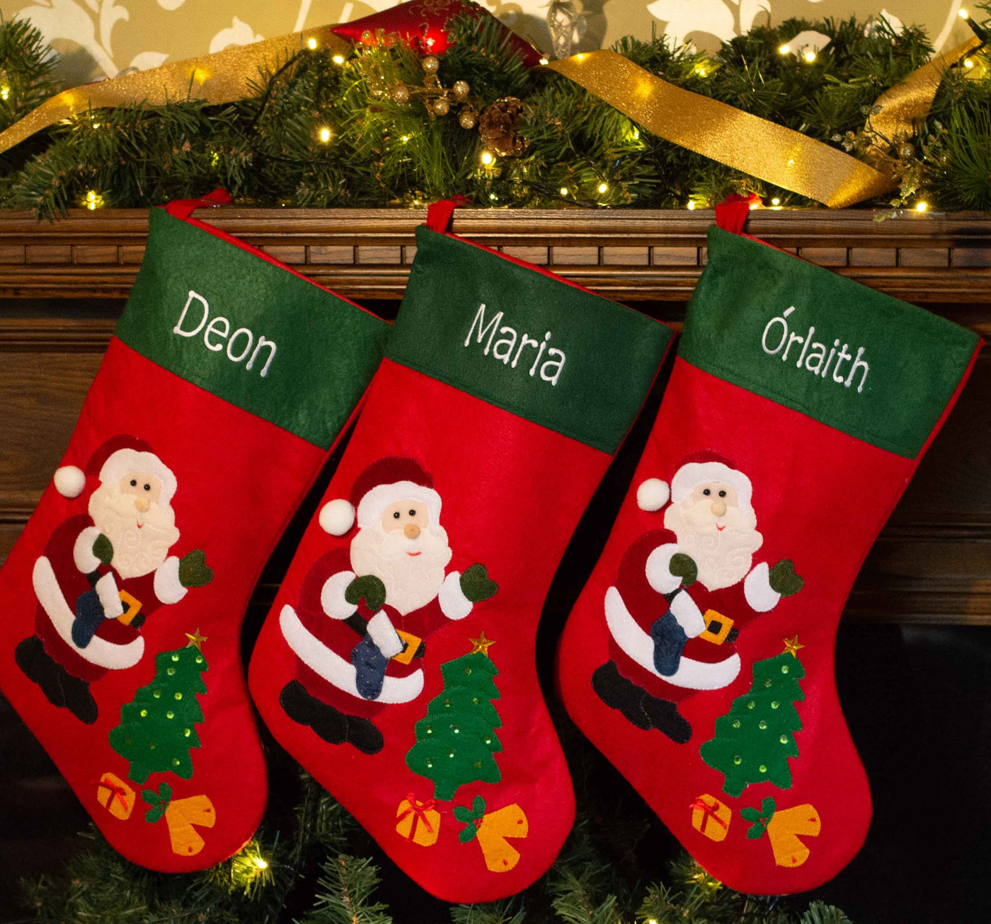 Personalised Felt Christmas Stocking - Santa & Christmas Tree - WowWee.ie Personalised Gifts