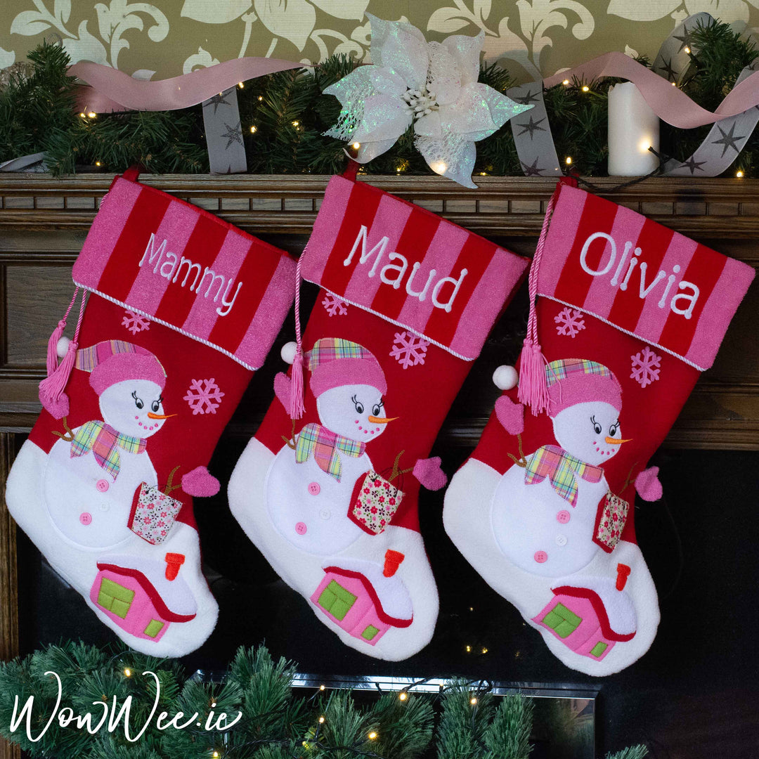 Personalised Christmas Stocking - Luxury Crimson & Fuchsia - WowWee.ie Personalised Gifts