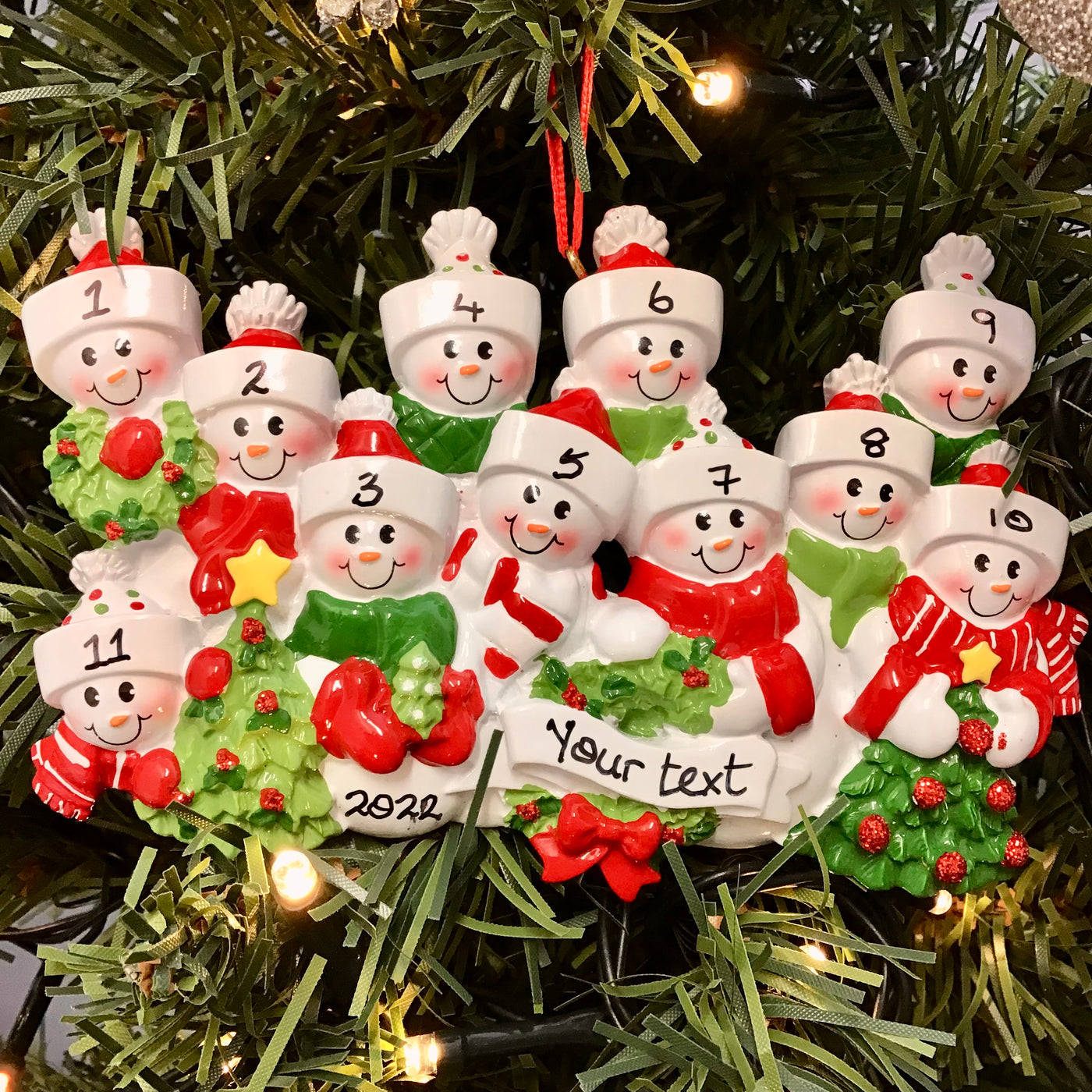Personalised Christmas Ornament - Snow Family 11 People