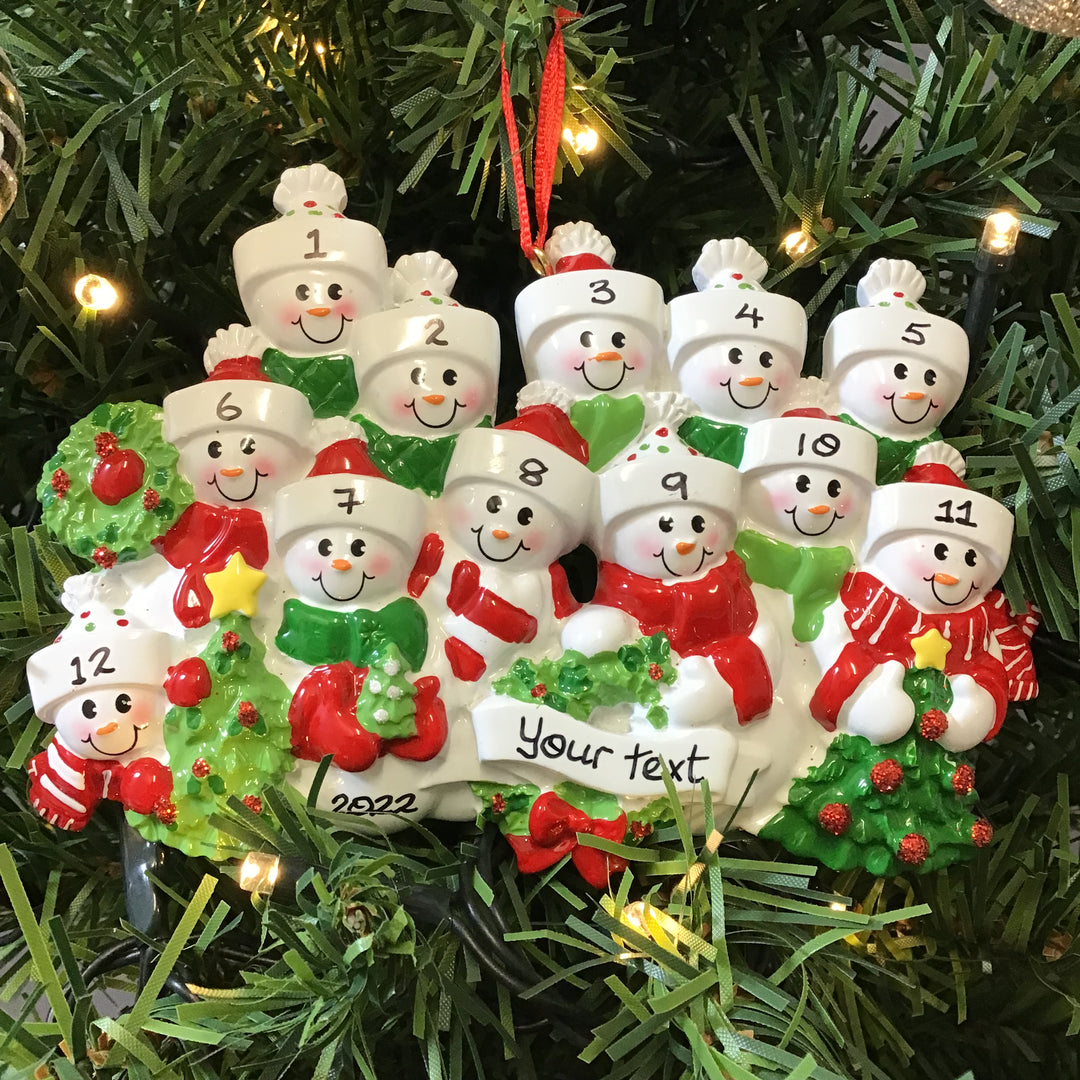Personalised Christmas Ornament - Snow Family 12 People