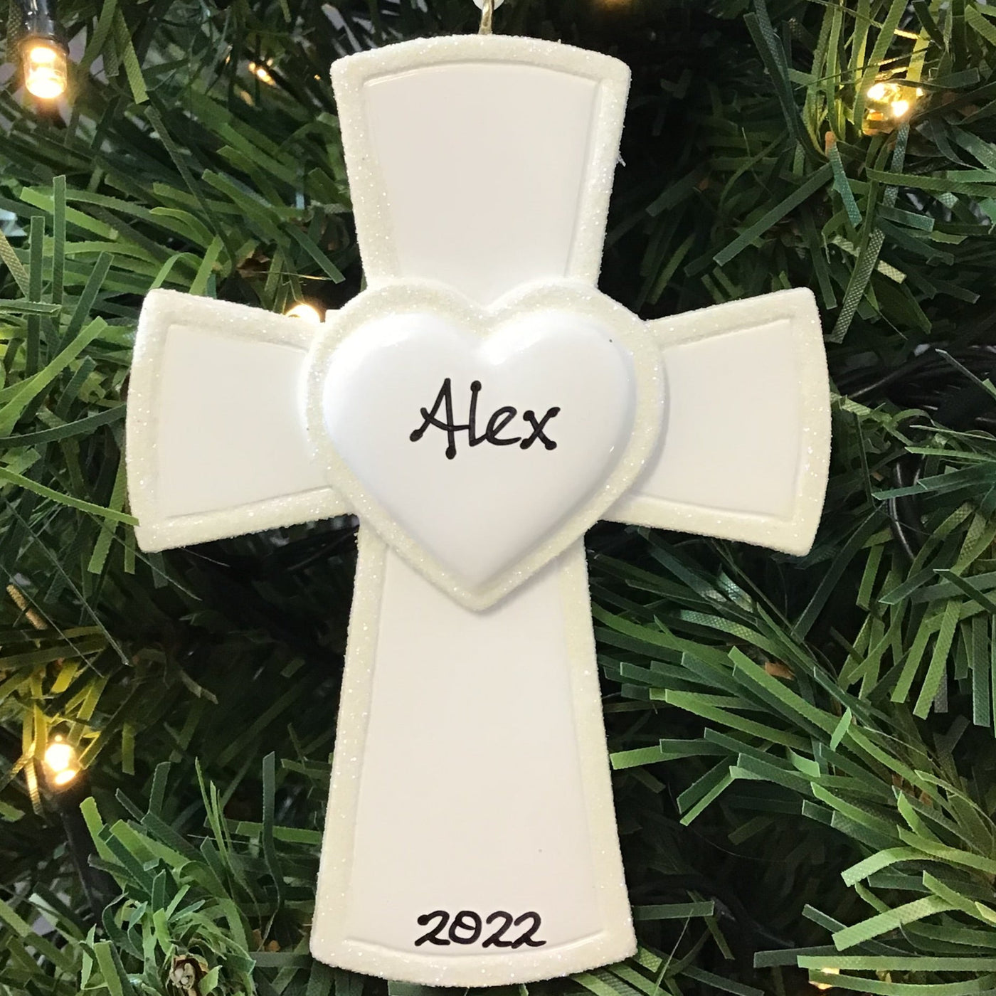 Personalised Christening Ornament - White Cross