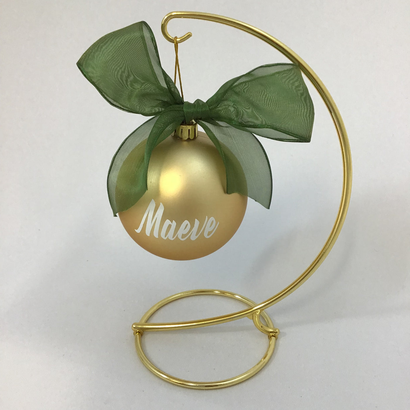 Personalised Luxury Christmas Bauble - Gold & Green Elegance - 8cm